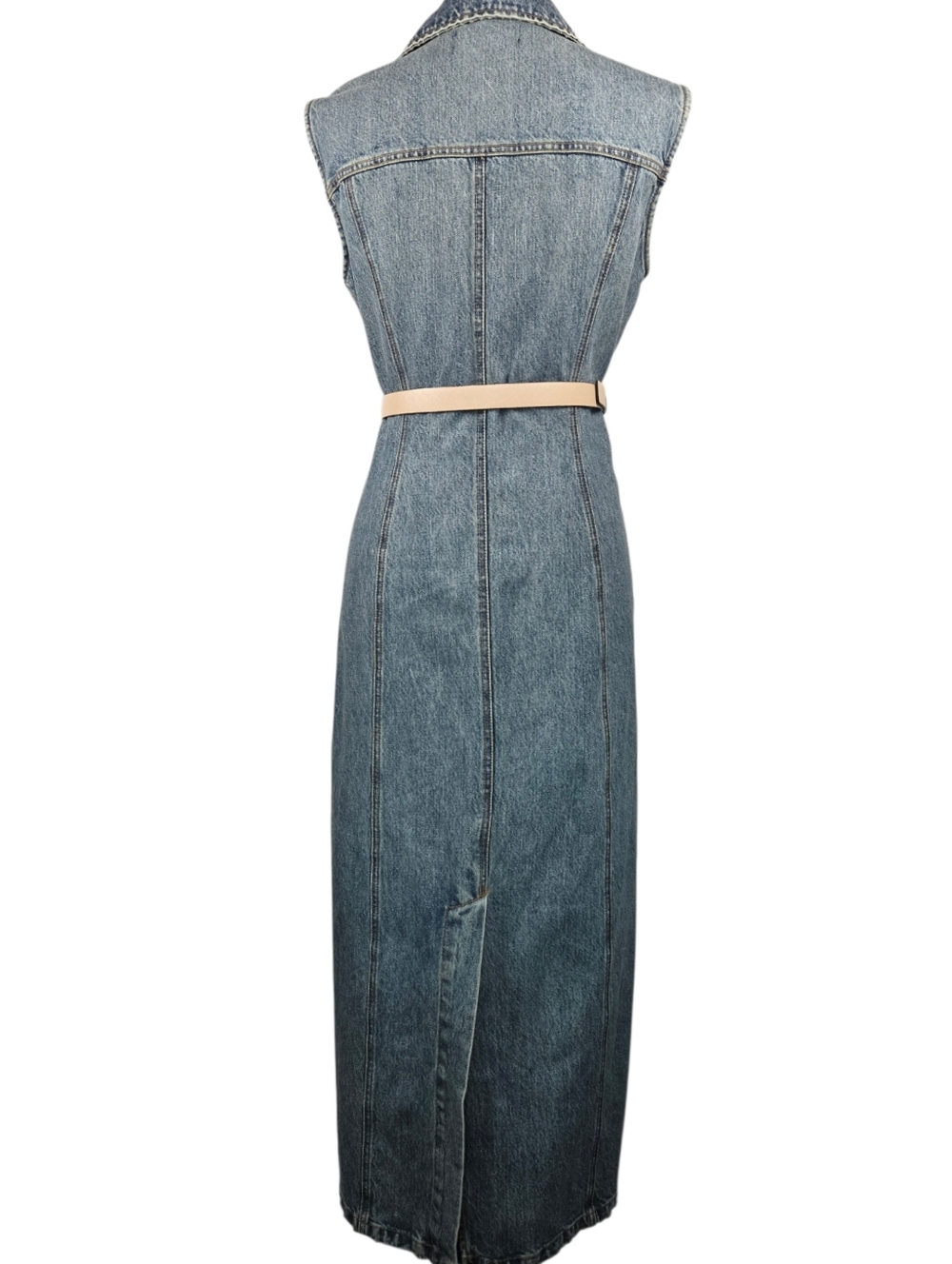 SPORTMAX Catone Denim Maxi Dress Button Front Sleeveless Blue US 10 IT 44 - Picture 14 of 16